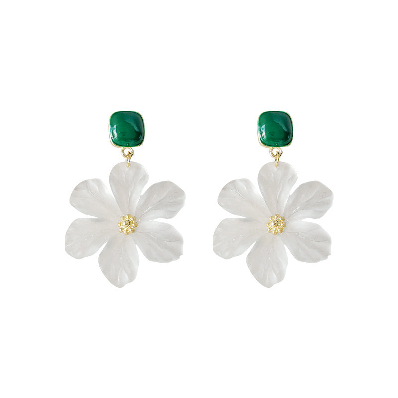 Venta al por mayor Pendientes de aleación de flores chapados en acrílico de 14K